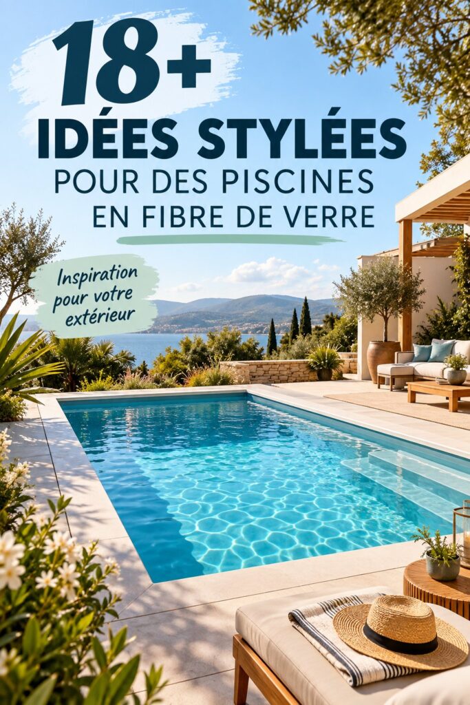 Une piscine en fibre de verre moderne entourée de verdure élégante.