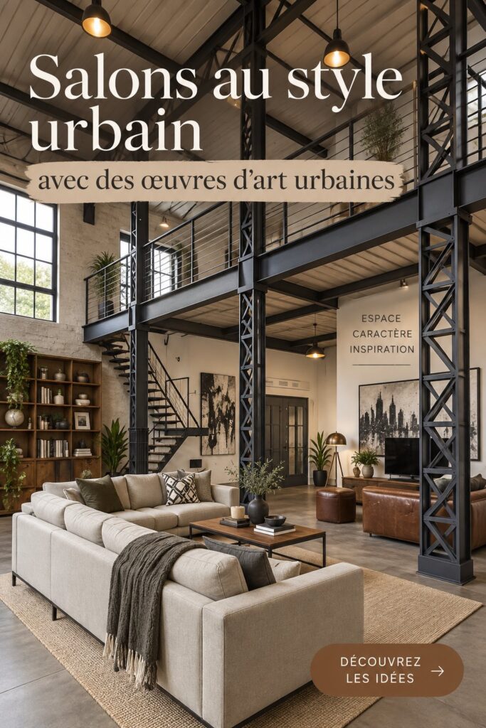 Salon moderne au style street avec des œuvres d'art urbain