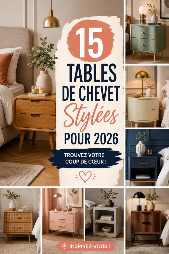 Une belle table de chevet en bois au design moderne dans une chambre élégante.